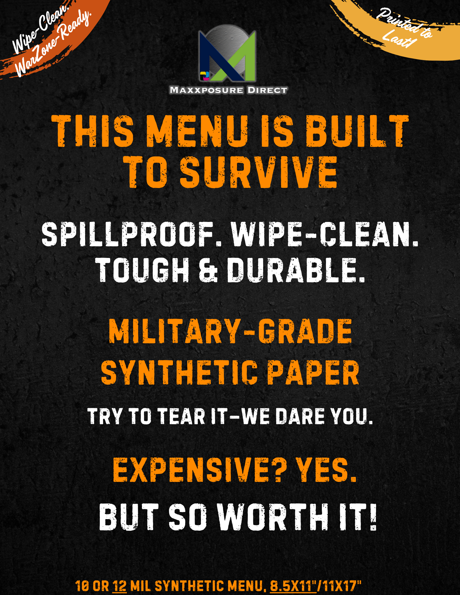 Synthetic Menu Ad - Front